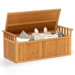 Costway coffre de rangement 209 l pour jardin en bois de sapin - banc 2 places avec accoudoirs Costway coffre de rangement 209 l pour jardin en bois de sapin - banc 2 places avec accoudoirs