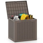 Costway coffre de rangement extrieure 96 l, bote de rangement avec couvercle verrouillable et texture ...