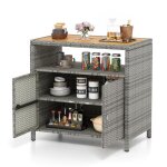 Costway coffre de rangement en rotin avec plateau en acacia, 2 portes, armoire de jardin en osier pour ... Costway coffre de rangement en rotin avec plateau en acacia, 2 portes, armoire de jardin en osier pour ...