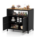 Costway coffre de rangement en rotin avec plateau en acacia, 2 portes, armoire de jardin en osier pour ... Costway coffre de rangement en rotin avec plateau en acacia, 2 portes, armoire de jardin en osier pour ...