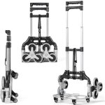 Costway diable pliable en aluminium avec 10 roues, chariot de transport avec poigne rglable et corde ...