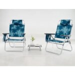 Costway ensemble 3 pcs table et 2 chaises pliables de jardin a 5 positions, tissu oxford, porte - gobelet, ...