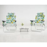 Costway ensemble 3 pcs table et 2 chaises pliables de jardin a 5 positions, tissu oxford, porte - gobelet, ...