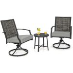 Costway ensemble 3 pcs table et chaises de jardin, coussins de siège, 2 chaises en osier pivotantes avec ... Costway ensemble 3 pcs table et chaises de jardin, coussins de siège, 2 chaises en osier pivotantes avec ...