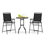 Costway ensemble 3 pièces meuble de bistrot, table et 2 chaises pliantes, trou pour parasol, repose - ... Costway ensemble 3 pièces meuble de bistrot, table et 2 chaises pliantes, trou pour parasol, repose - ...