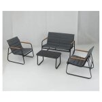 Costway ensemble 4 pcs table et chaises de jardin ext�rieur int�rieur, plateau en verre tremp�, coussins ...