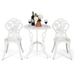 Costway ensemble table et 2 chaises de patio en fonte aluminium, forme de rose, trou pour parasol, pour ... Costway ensemble table et 2 chaises de patio en fonte aluminium, forme de rose, trou pour parasol, pour ...
