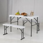 Costway ensemble de table et banc de jardin pliantes, pour 4 personnes, plateau en pehd rsistant aux ...