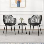 Costway ensemble table et chaises de jardin 3 pcs, plateau en pp, ensemble de meubles en m�tal pour pour ...