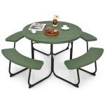 Costway ensemble table et chaises de jardin extérieur 8 personnes, trou pour parasol, table ronde avec ... Costway ensemble table et chaises de jardin extérieur 8 personnes, trou pour parasol, table ronde avec ...