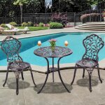 Costway ensemble table pour jardin et 2 chaises en aluminium ensemble bistrot pour jardin coul bronze ...