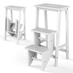 Costway escabeau pliable - 3 marches convetible à tabouret en bois d'hévéa portable 57 x 41 x 76 cm (l ... Costway escabeau pliable - 3 marches convetible à tabouret en bois d'hévéa portable 57 x 41 x 76 cm (l ...
