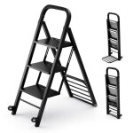 Costway escabeau pliant 3 marches - 2 en 1 diable de transport - 2 roues - echelle 200 kg, diable 250kg ...