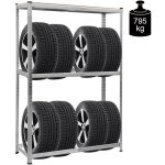 Costway etagres garage rangement atelier capacit de charge lourde 795kg  3 niveaux stockage pour pneus ...