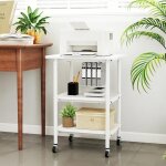 Costway etagres de rangement pour imprimante scanner, fax a 3 niveaux, roues de verrouillable 49 x 40 ...