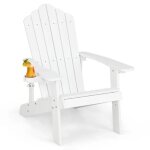 Costway fauteuil de jardin adirondack en hips bois massif impermable avec porte - gobelet charge 170kg ...