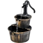 Costway fontaine de jardin d�corative d� ext�rieure a 2 etages en pp, avec pompe puissante, ecoulement ...