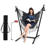 Costway hamac sur pied avec support en métal et porte - téléphone, charge 250kg, hamac de jardin avec ... Costway hamac sur pied avec support en métal et porte - téléphone, charge 250kg, hamac de jardin avec ...