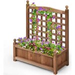 Costway jardinière avec treillis en bois 64, 5 x 28 x 75 cm bac a fleurs rectangulaire avec trous de ... Costway jardinière avec treillis en bois 64, 5 x 28 x 75 cm bac a fleurs rectangulaire avec trous de ...