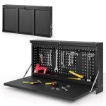 Costway panneau perfor mural porte - outils pliante 2 - en - 1 avec tablette spacieuse charge 50 kg ...