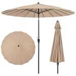 Costway parasol de terrasse dia. 265cm, avec 18 baleines en fibre de verre, inclinaison a bouton - poussoir, ...