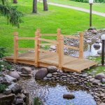 Costway pont de jardin en bois 150x67x56cm avec balustrades dcoration extrieure pont d'etang / bassin ...