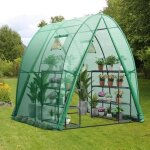 Costway serre de jardin avec housse en pe, fentre moustiquaires enroulable 2 portes zippes pochette ...