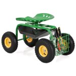 Costway sige de jardinage mobile a roulant - hauteur rglable - panier de rangement - plateau a outils ...