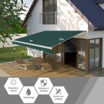 Costway store banne de balcon manuel rtractable 3x2, 5m avec tissu rsistant aux uv, a l'eau, en aluminium ...