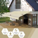 Costway store banne de balcon rtractable 4 x 2, 5m avec tissu rsistant aux uv et a l'eau, cadre en ...