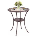 Costway table basse jardin en rotin pe, verre tremp, cadre en fer anti - rouille, espace de rangemen ...
