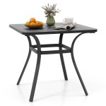 Costway table a manger de jardin 80 x 80 cm, table carre en mtal 4 personnes, table d'extrieur pour ...