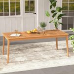 Costway table rectangulaire de jardin 200x90cm, bois d'acacia, trou pour parasol 5cm, table de salle ... Costway table rectangulaire de jardin 200x90cm, bois d'acacia, trou pour parasol 5cm, table de salle ...