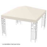 Costway toile de rechange pour pavillon 3m x 3m en polyester impermable avec trous de drainage attaches ...