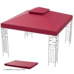 Costway toile de rechange pour pavillon 3x3m en polyester toile double niveau trous de drainage attaches ...