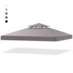 Costway toile de toit a deux niveaux de rechange 3x3m protection solaire, b�che pour tonnelle en polyester, ...