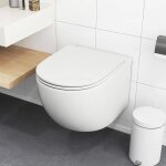 Costway toilette suspendue avec systme  double chasse, mcanisme  fermeture douce, toilette flottante, ...