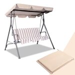 Costway toit de rechange pour balancelle de jardin 168x115cm beige toit de auvent imperméable en polyester ... Costway toit de rechange pour balancelle de jardin 168x115cm beige toit de auvent imperméable en polyester ...