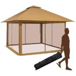 Costway tonnelle de jardin pliante pop - up 4 x 4m parois lat�rales en maille a fermeture eclair double ...