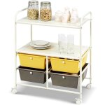 Costway tour de rangement, chariot a roulettes - 4 tiroirs et 2 etagres 63, 5 x 37 x 75 cm cadre en ...