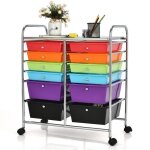 Costway tour de rangement, chariot� roulettes - 12 tiroirs 64 x 38 x 75 cm format a4 et lettre de couleur ...