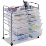 Costway tour de rangement, chariot roulettes - 12 tiroirs 64 x 38 x 75 cm format a4 et lettre transparent ...
