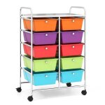 Costway tour de rangement a roulettes - 10 tiroirs amovibles 65, 5 x 37 x 87 cm, format a4 et et lettre, ...