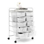 Costway tour de rangement a roulettes - 10 tiroirs amovibles 65, 5 x 37 x 87 cm, format a4 et et lettre, ...