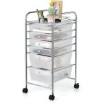 Costway tour de rangement a roulettes - 6 tiroirs amovibles 34 x 43, 5 x 76 cm format a4 et lettre chariot ...