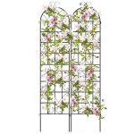 Costway treillis de jardin lot de 2 220x50cm - 3 en 1 clôture - en métal antirouille - motif elégant ... Costway treillis de jardin lot de 2 220x50cm - 3 en 1 clôture - en métal antirouille - motif elégant ...