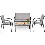 Cosyway salon de jardin 4 personnes avec 1 table basse en verre, tissu en textilene a séchage rapide ... Cosyway salon de jardin 4 personnes avec 1 table basse en verre, tissu en textilene a séchage rapide ...