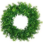 Couronne artificielle de feuilles vertes pour porte d'entr�e, couronne verte d'ext�rieur
