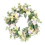 Couronne de pques, ufs de pques, guirlande de marguerite, simulation de plantes, cintre de porte, ...