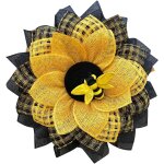 Couronne de tournesols aux couleurs du drapeau ukrainien pour porte d'entr�e, d�coration printani�re, ...